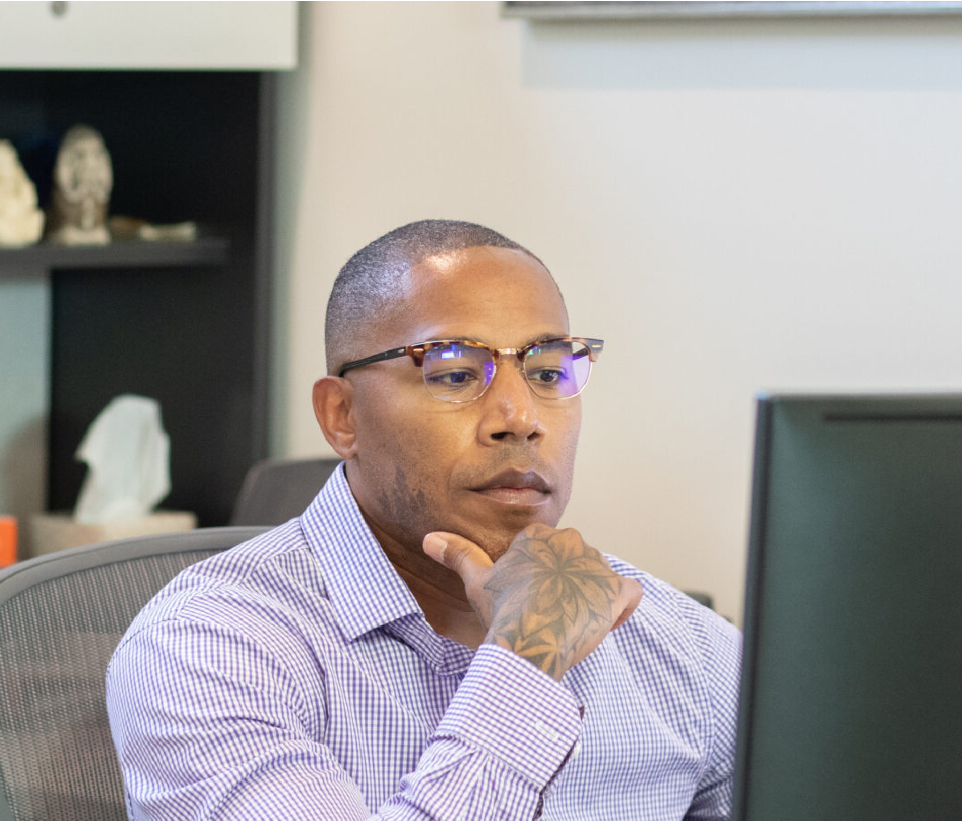 Attorney at work on computer