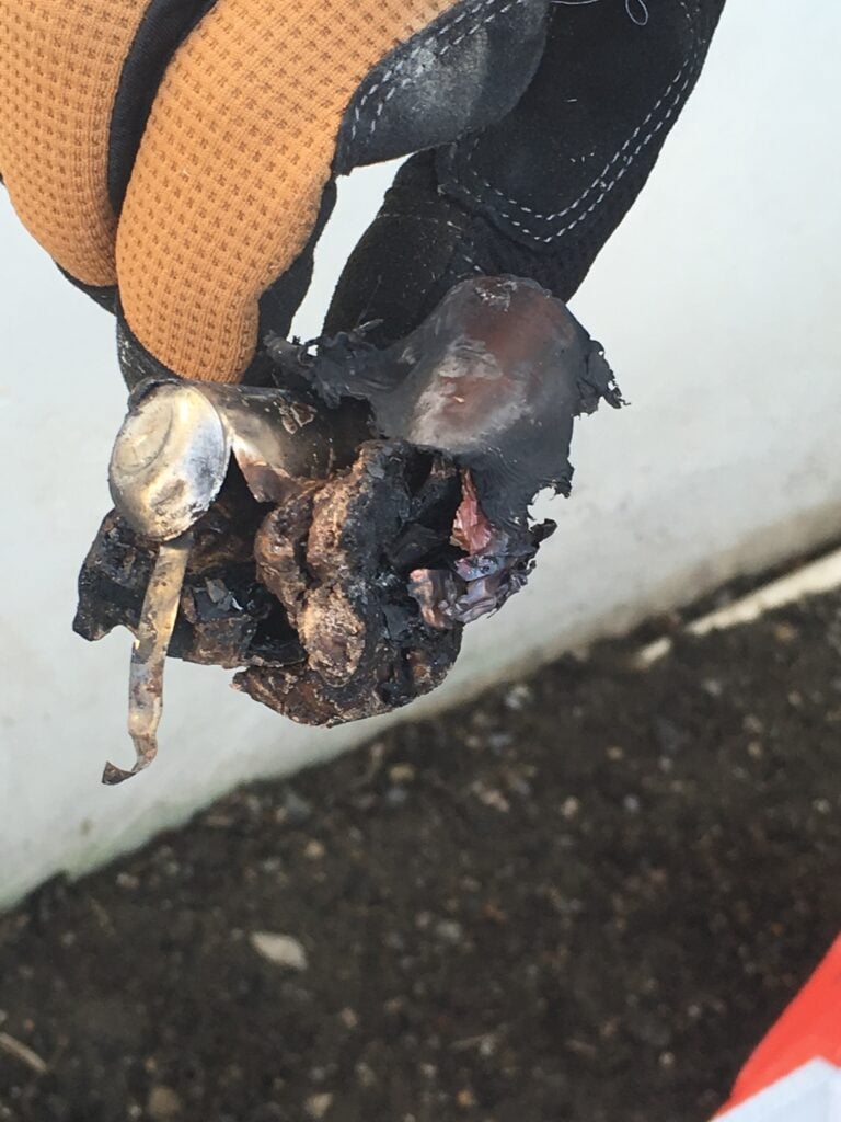 The flames from the battery explosion put the victim's life in serious danger.