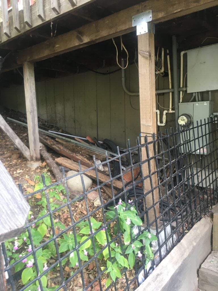The lower side of the deck was broken and rotted.