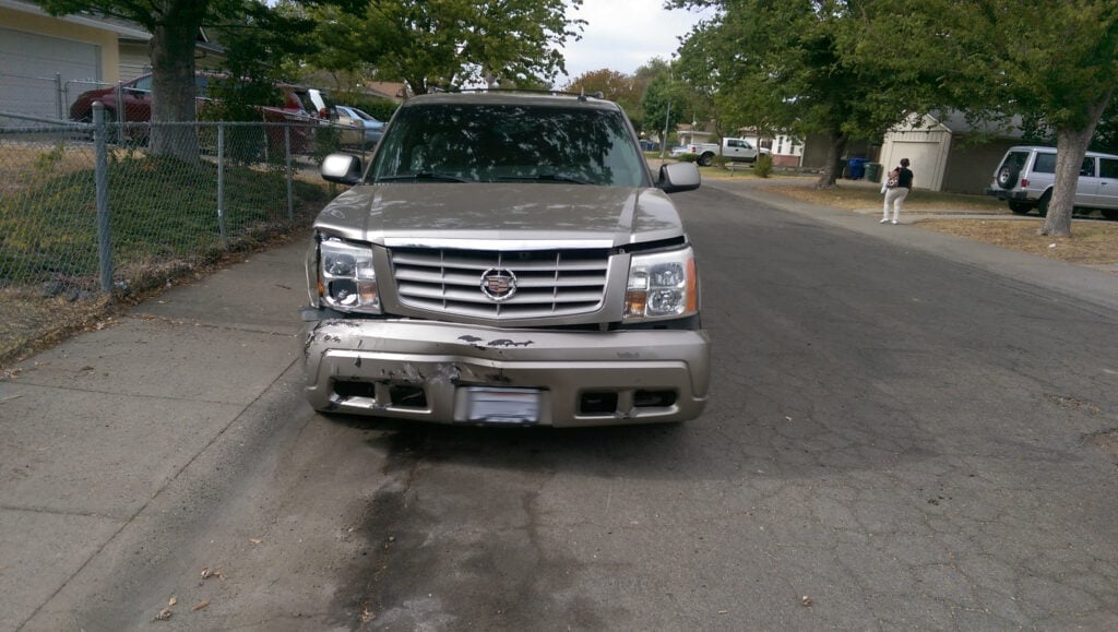The front end of the victims' car was badly damaged in the collision.