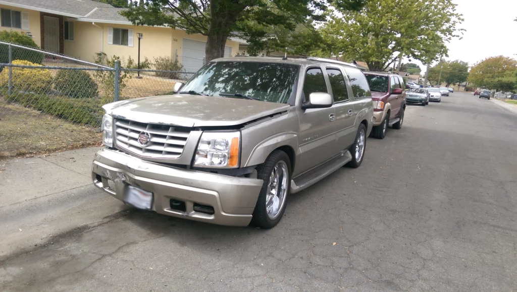 The side of the plaintiffs' vehicle was severely damaged by the illegal U-turn collision.