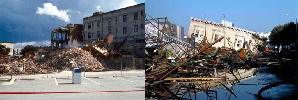 Images of the destruction caused by the Northridge earthquake.