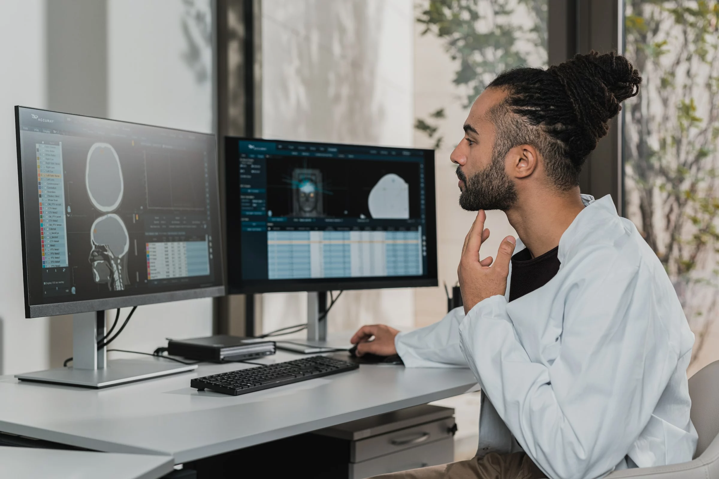 doctor analyzing brain scan results