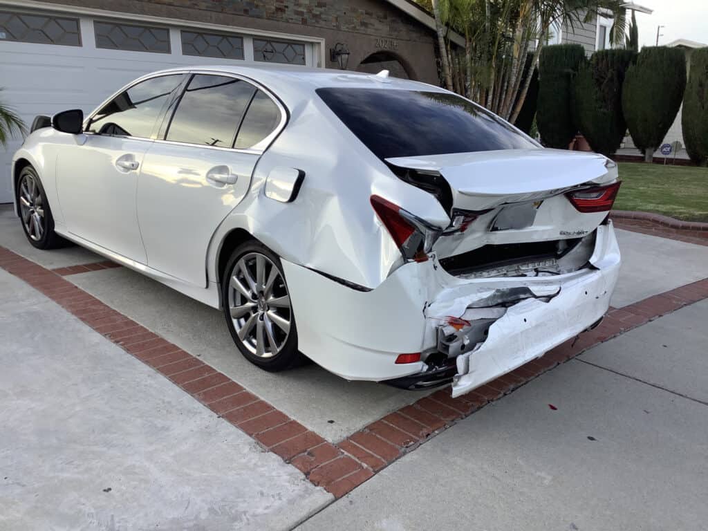 Defendant, charged with DUI, hit the rear of the car in front.