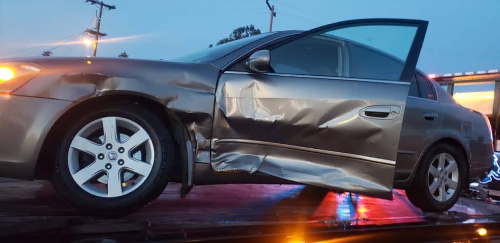 Side of the car involved in the car accident.