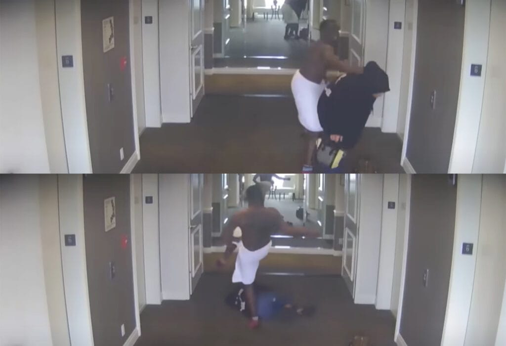 Artist Puff Diddy during the assault, grabbing and kicking Cassie Ventura.