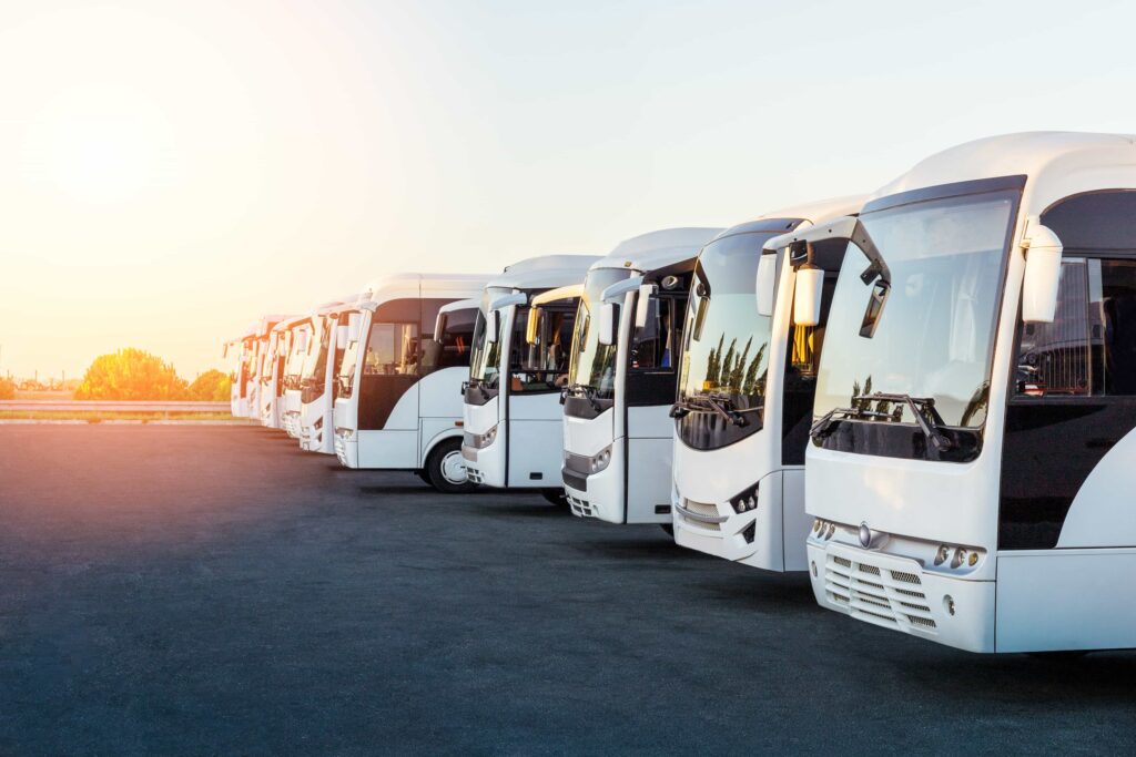 row of passenger busses