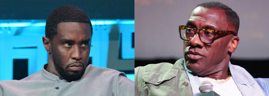 Diddy and Sharpee, accused of sexual abuse and assault, seated at two different events.