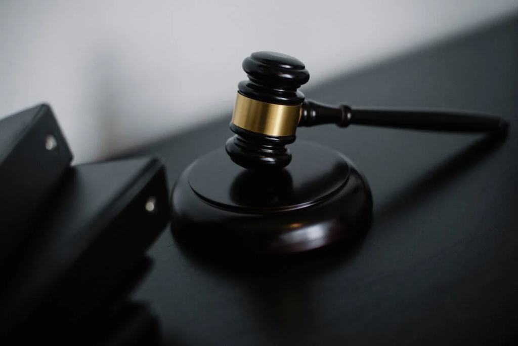 Judge's gavel on a wooden block representing new California laws